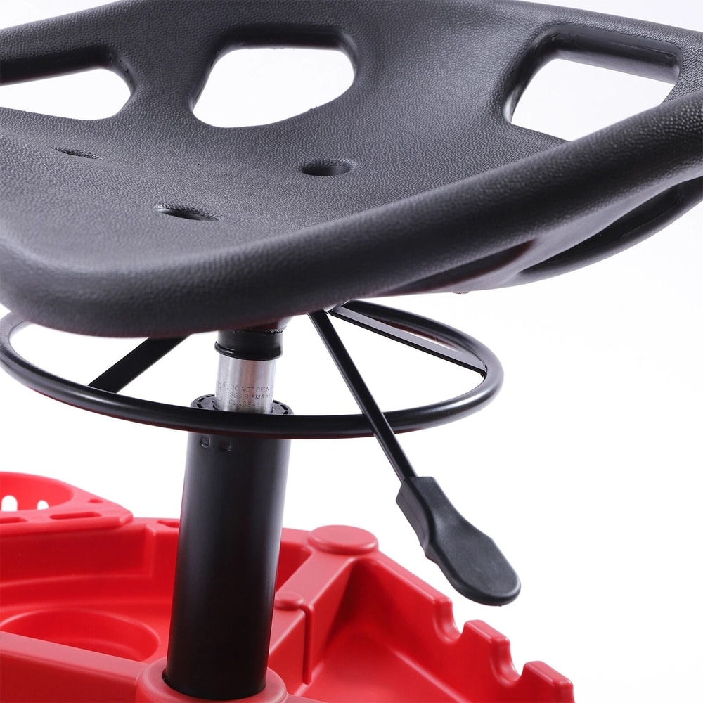 Heavy Duty Adjustable Rolling Shop Stool With Wheels Garage Mechanic Seat 8