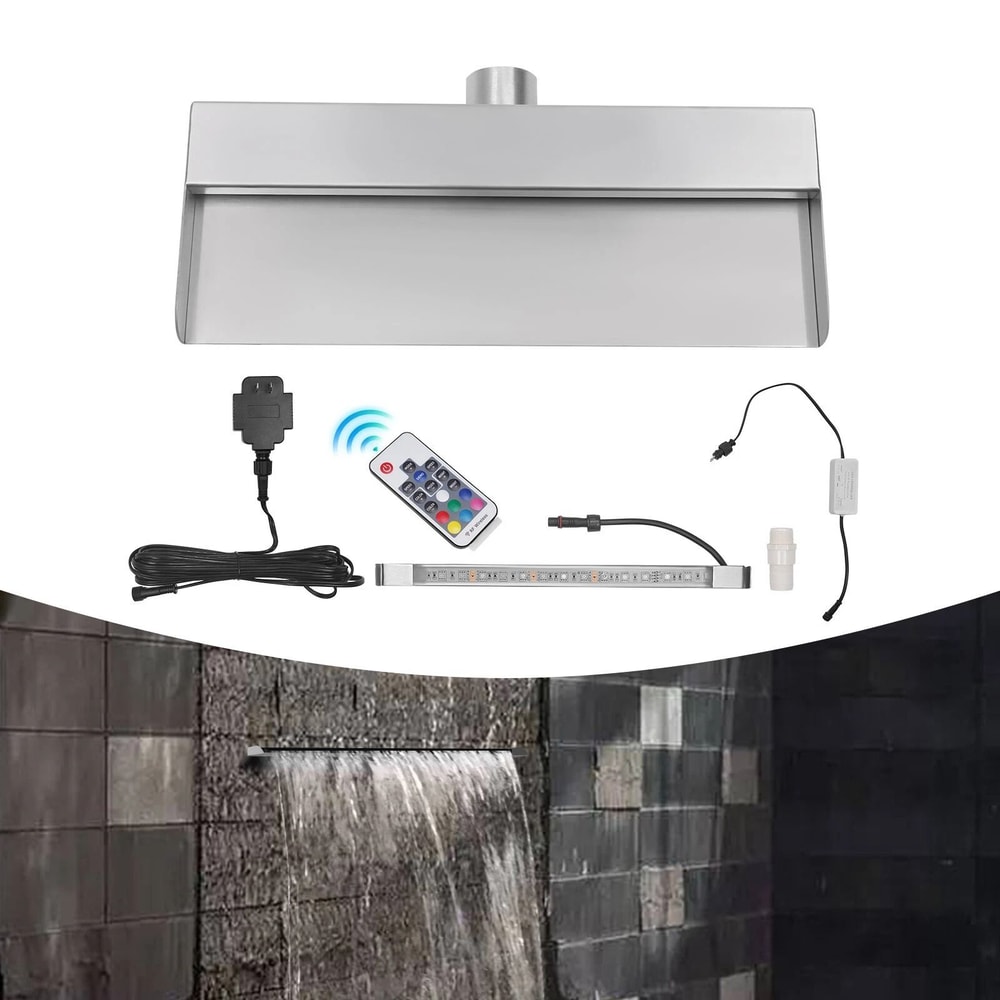 LED Pool Waterfall Spillway With Remote Color Changing Fountain 16