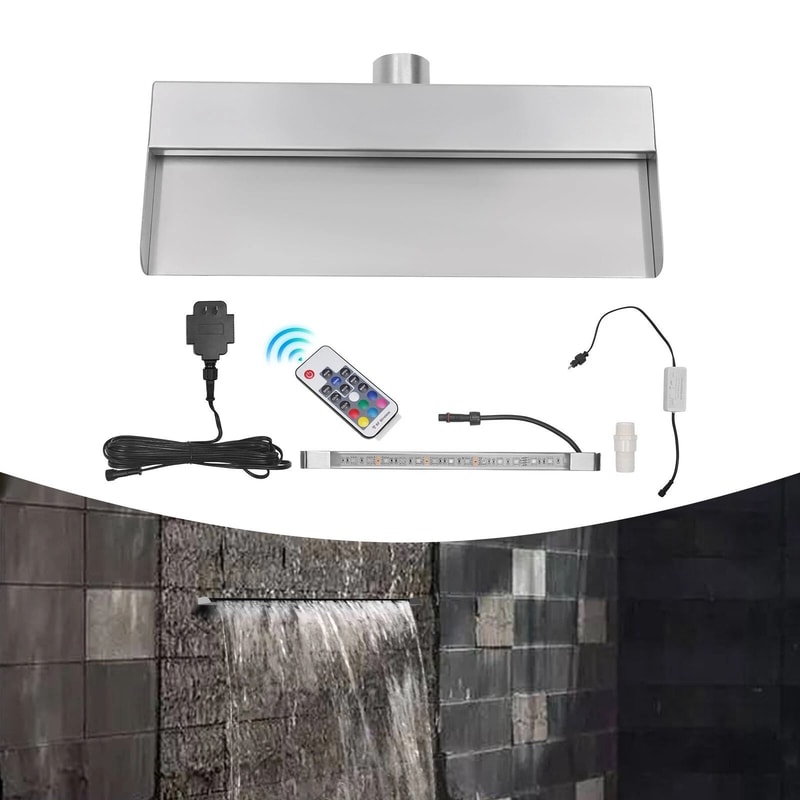 LED Pool Waterfall Spillway With Remote Color Changing Fountain 16