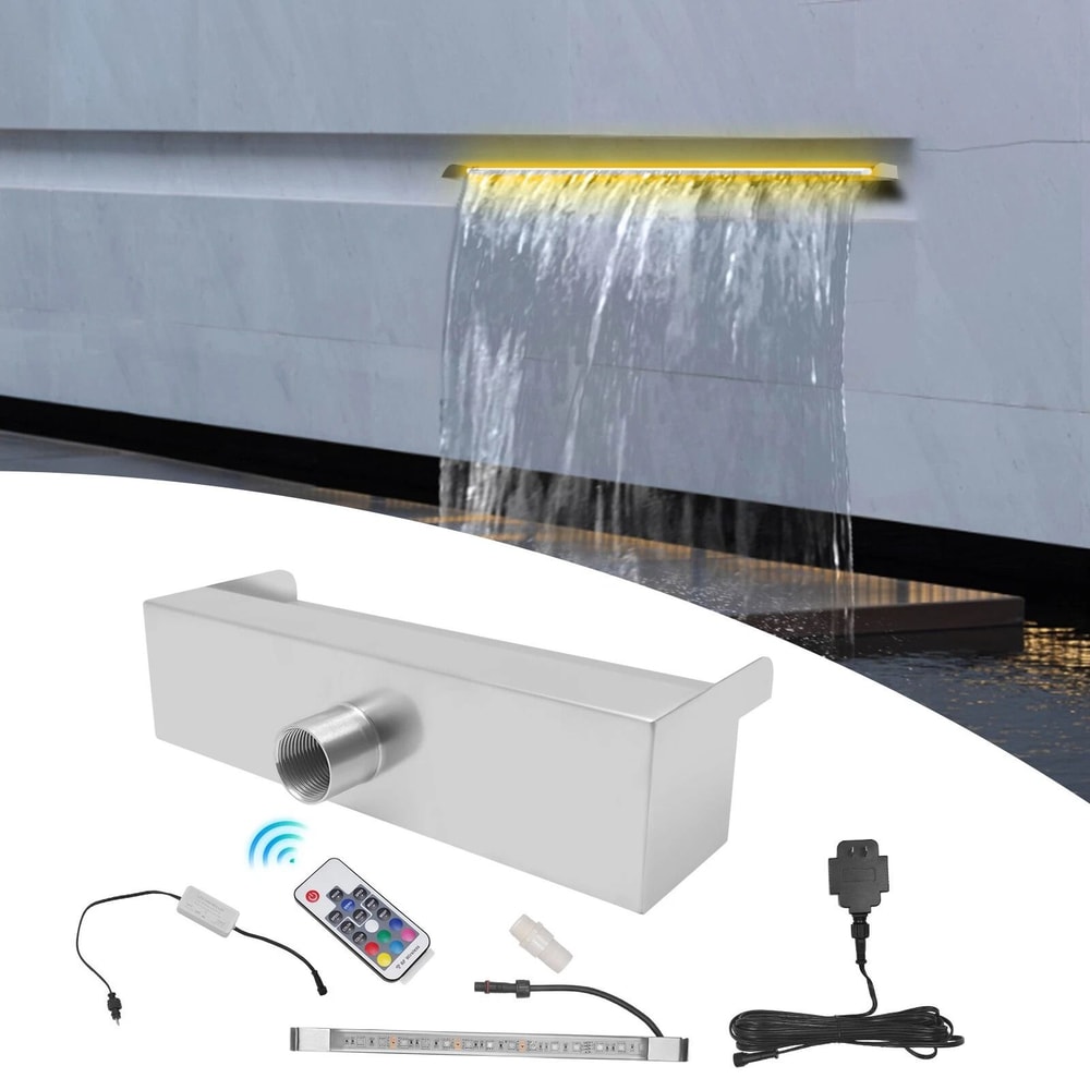 LED Pool Waterfall Spillway With Remote Color Changing Fountain 17