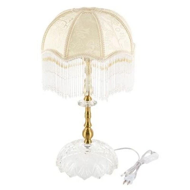 Vintage Gold Metal Table Lamp With Fabric Shade For Bedroom Or Living Room 1