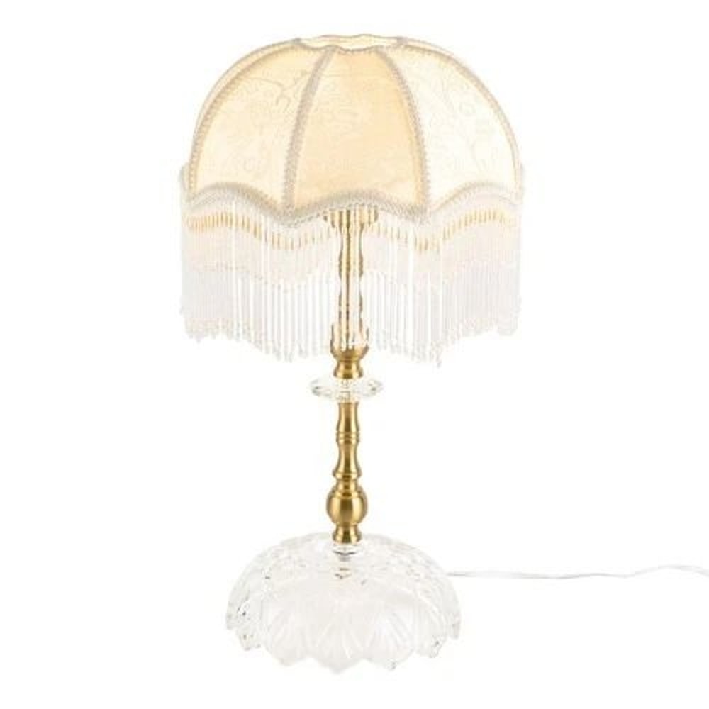 Vintage Gold Metal Table Lamp With Fabric Shade For Bedroom Or Living Room 2