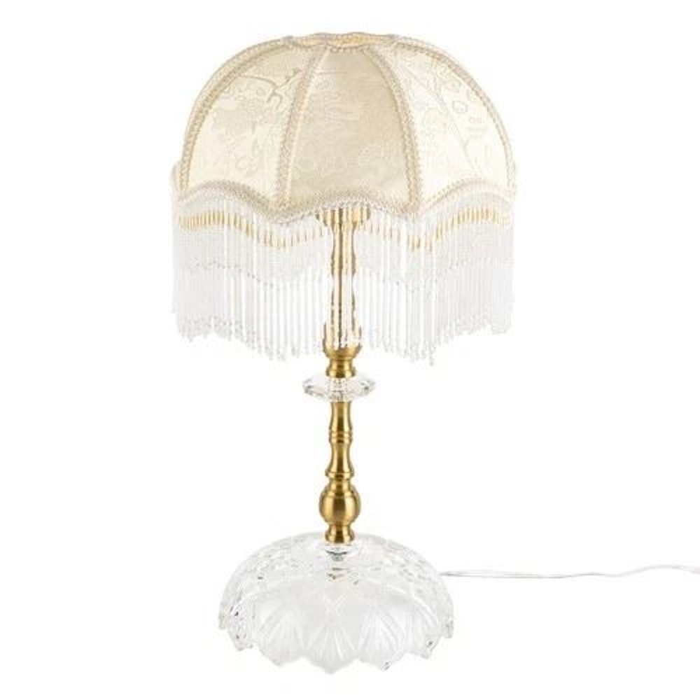 Vintage Gold Metal Table Lamp With Fabric Shade For Bedroom Or Living Room 3