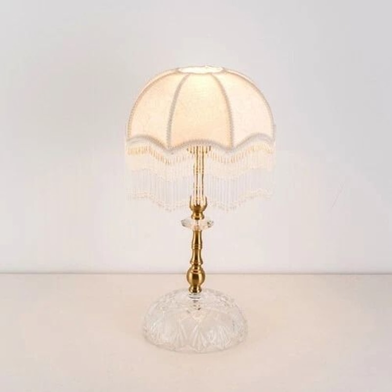 Vintage Gold Metal Table Lamp With Fabric Shade For Bedroom Or Living Room 8