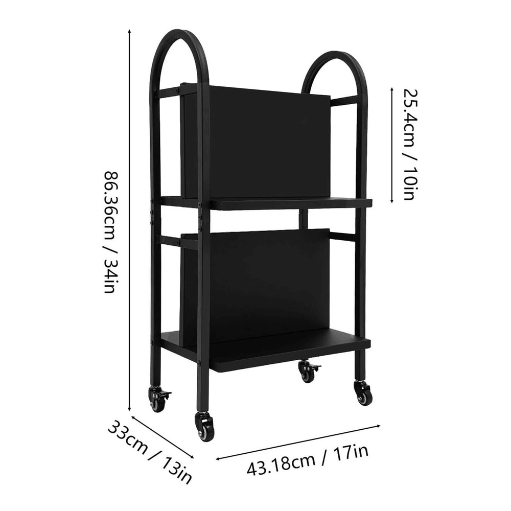 Rolling Library Book Cart With Wheels Double Sided Office Book Organizer 13