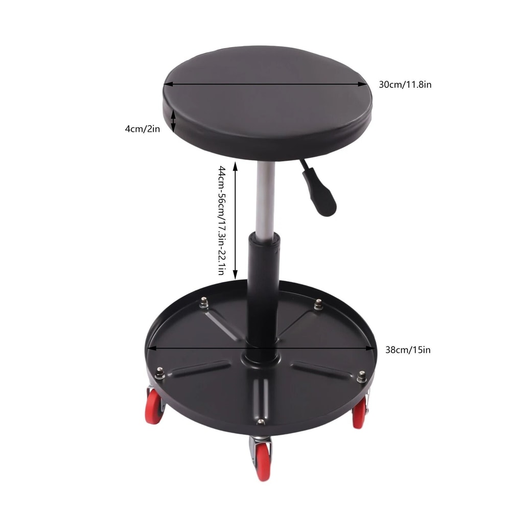 Adjustable Rolling Garage Stool Mechanic Shop Seat With 5 Casters 14