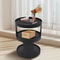 Modern 2 Tier Round Side Table Black Nightstand For Sofa And Bedroom Storage 1