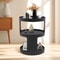 Modern 2 Tier Round Side Table Black Nightstand For Sofa And Bedroom Storage 2
