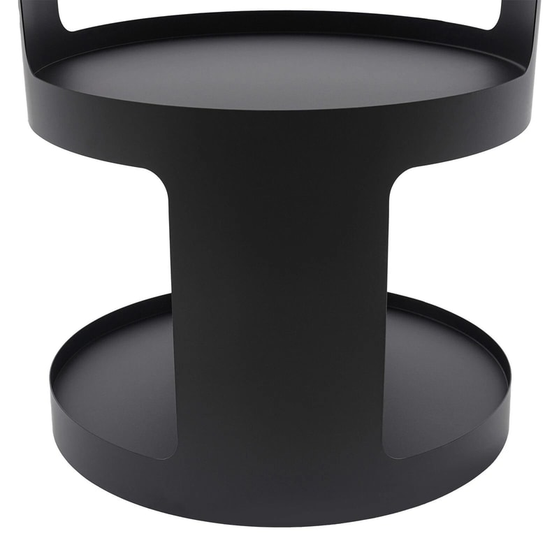 Modern 2 Tier Round Side Table Black Nightstand For Sofa And Bedroom Storage 6