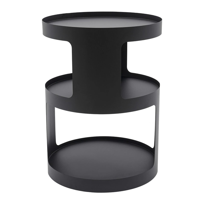 Modern 2 Tier Round Side Table Black Nightstand For Sofa And Bedroom Storage 10