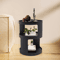 Modern 2 Tier Round Side Table Black Nightstand For Sofa And Bedroom Storage 0