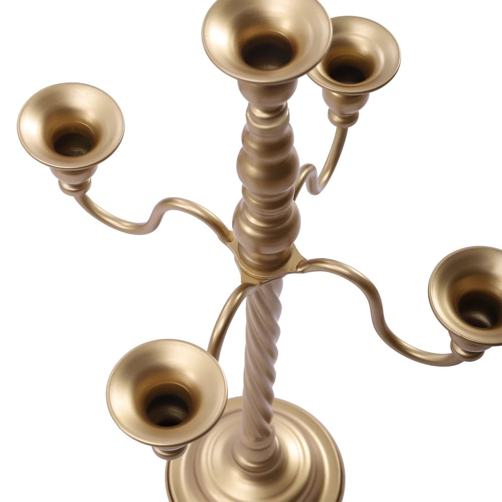 Gold 5 Arm Candelabra Candle Holder Set For Wedding And Table Centerpieces 4