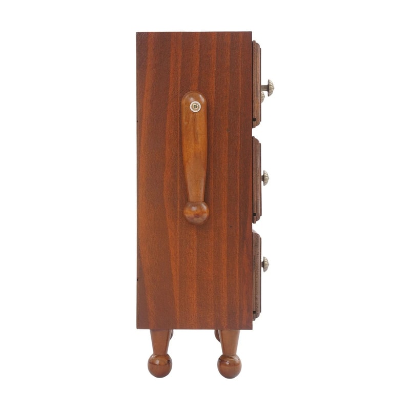 Vintage 3 Tier Storage Cabinet With Drawers Brown Pine Wood Organizer 6