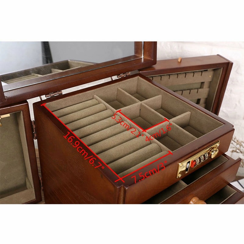 Large Jewelry Organizer Vintage Wooden Jewelry Box With 5 Layers And 4 Drawers 1
