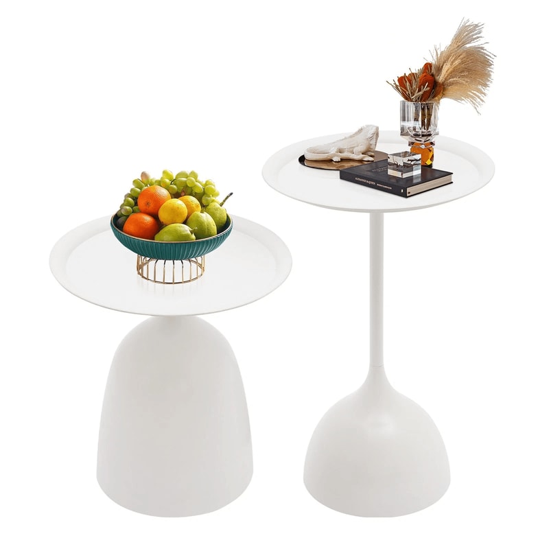 Modern Round Side Table Set With Pedestal End Tables For Sofa Bedside And Living Room 2