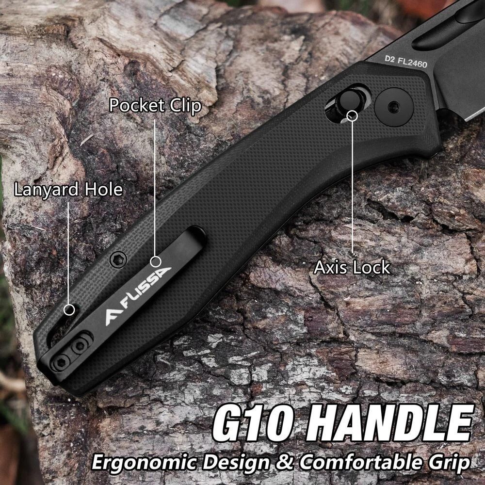 Premium D2 Steel Pocket Knife Compact Folding Pocket Knife With Handle Axis Lock 2
