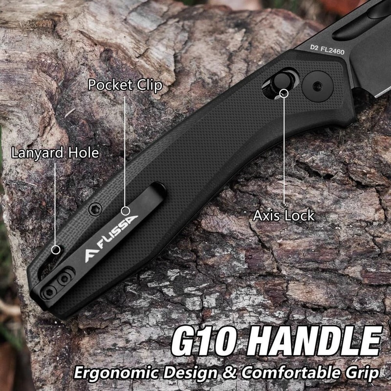 Premium D2 Steel Pocket Knife Compact Folding Pocket Knife With Handle Axis Lock 2