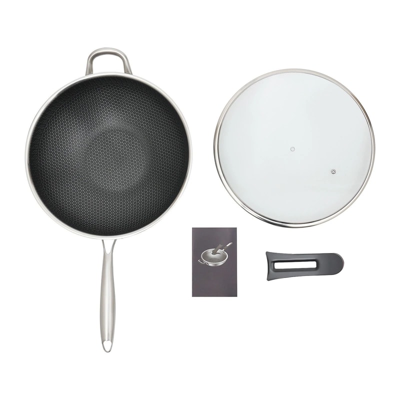 Premium Stainless Steel Honeycomb Wok Pan Non Stick Frying Pan For Every Kitchen 9