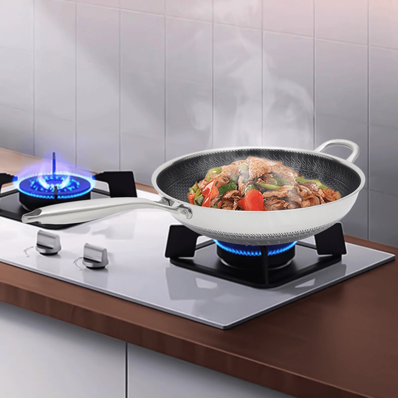 Premium Stainless Steel Honeycomb Wok Pan Non Stick Frying Pan For Every Kitchen 11