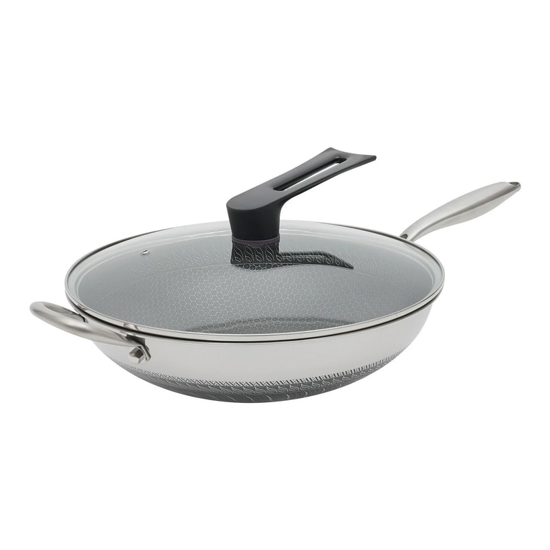 Premium Stainless Steel Honeycomb Wok Pan Non Stick Frying Pan For Every Kitchen 1
