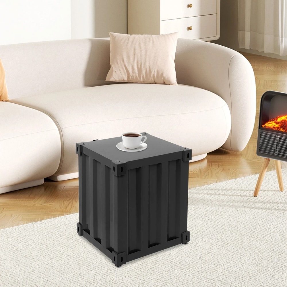 Modern Industrial Floorstanding Side Table Iron Bedside Table With Storage Cabinet 11
