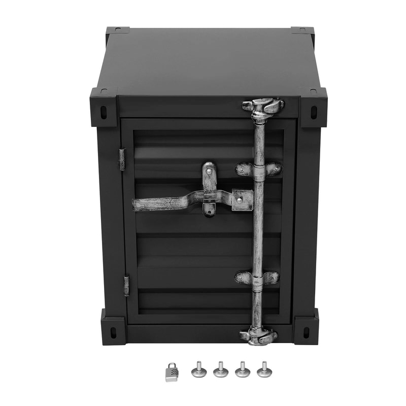Modern Industrial Floorstanding Side Table Iron Bedside Table With Storage Cabinet 7