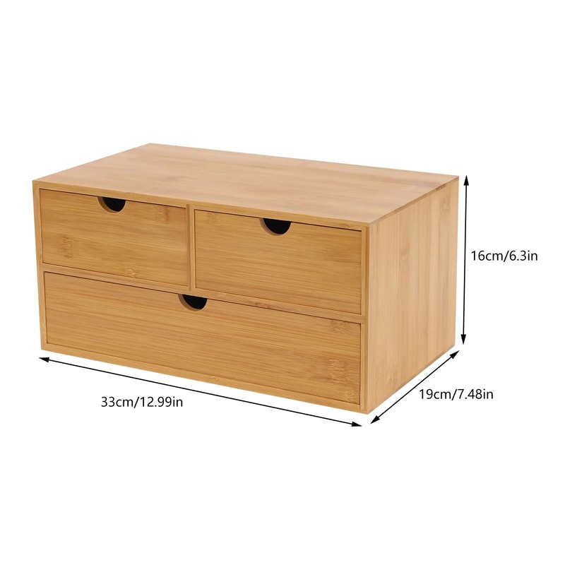 Eco Smart Bamboo Desk Drawer Organizer 3 Drawer Tabletop Storage For Office Home 7