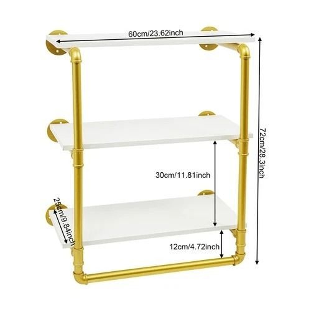 Industrial Pipe Clothing Rack Wall Mounted Clothes Rack With Shelves 16