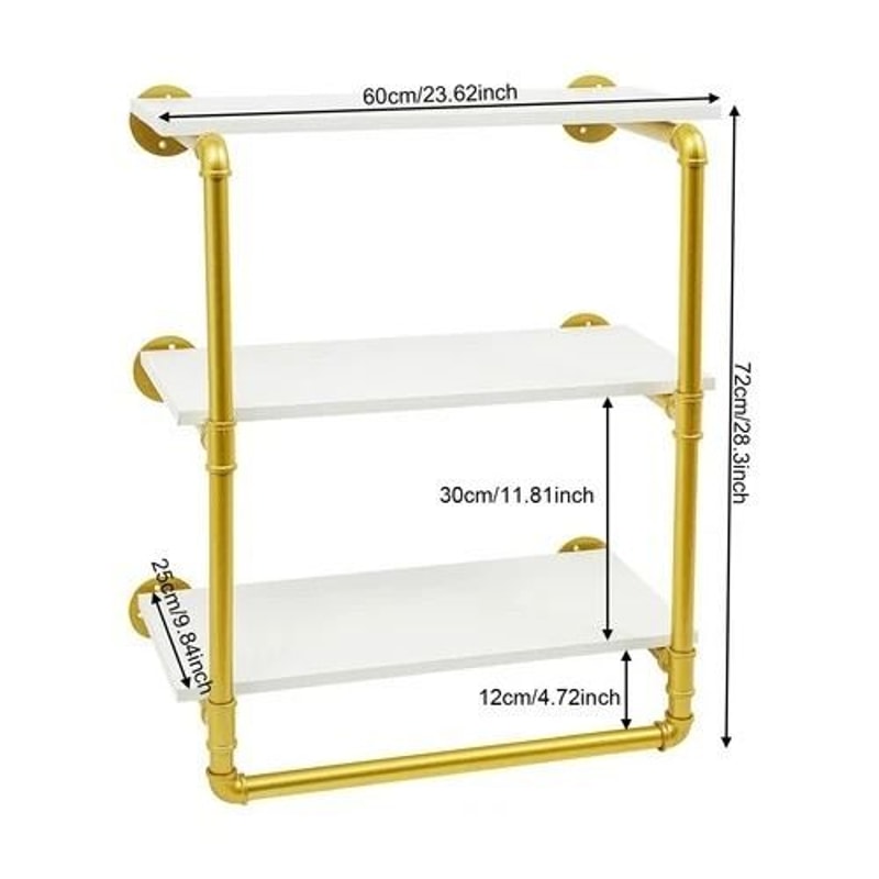 Industrial Pipe Clothing Rack Wall Mounted Clothes Rack With Shelves 16
