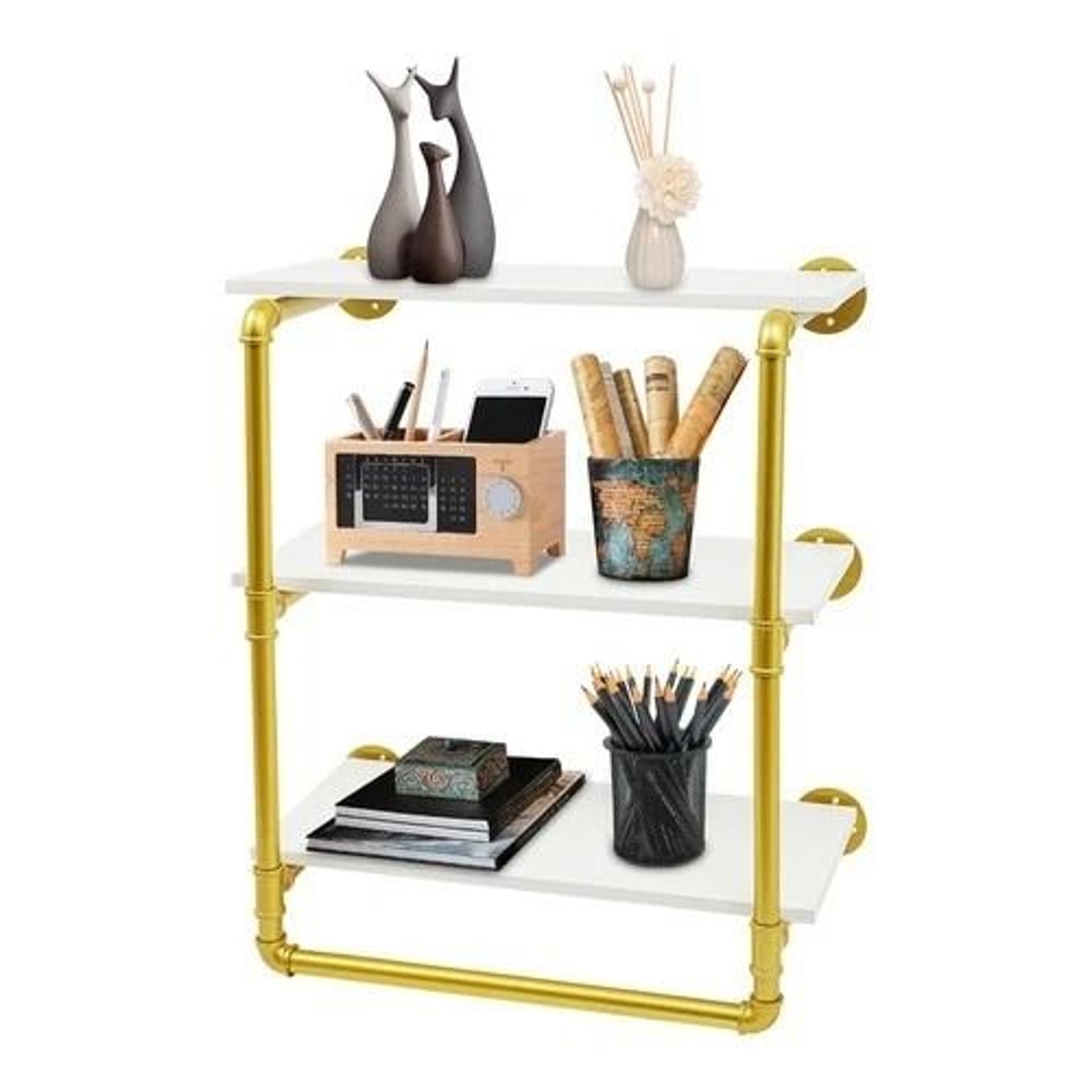Industrial Pipe Clothing Rack Wall Mounted Clothes Rack With Shelves 2
