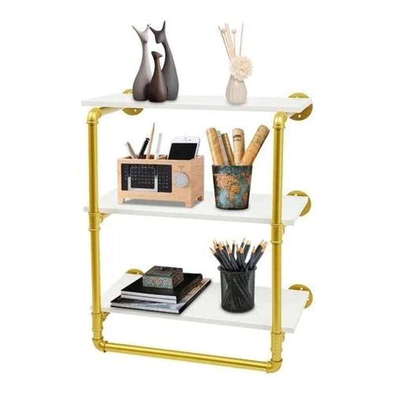 Industrial Pipe Clothing Rack Wall Mounted Clothes Rack With Shelves 2