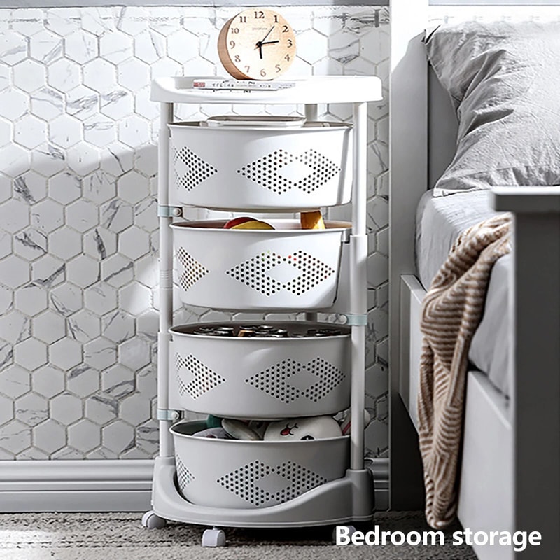 4 Tier Rotating Fruit Basket And Kitchen Organizer For Produce Snacks And Vegetables 0