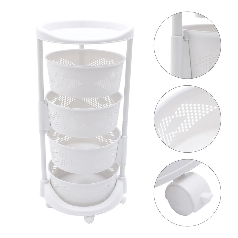 4 Tier Rotating Fruit Basket And Kitchen Organizer For Produce Snacks And Vegetables 2