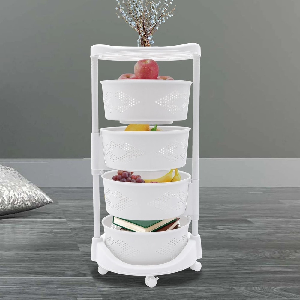 4 Tier Rotating Fruit Basket And Kitchen Organizer For Produce Snacks And Vegetables 7
