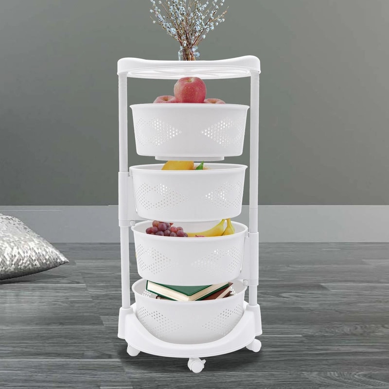 4 Tier Rotating Fruit Basket And Kitchen Organizer For Produce Snacks And Vegetables 7