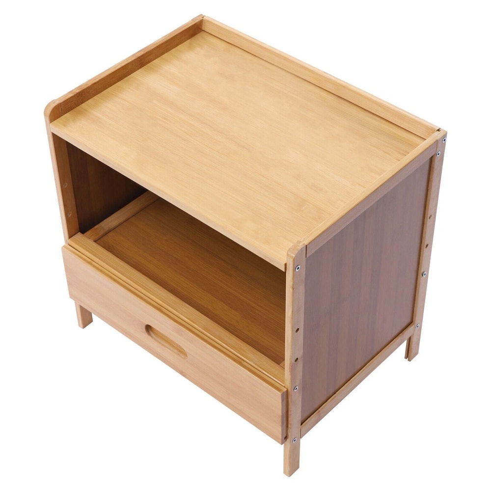 Modern Bedside Table With Drawer Storage Nightstand Space Saving End Table 2
