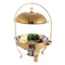 Gold Round Chafing Dish With Hanging Lid Buffet Food Warmer 9