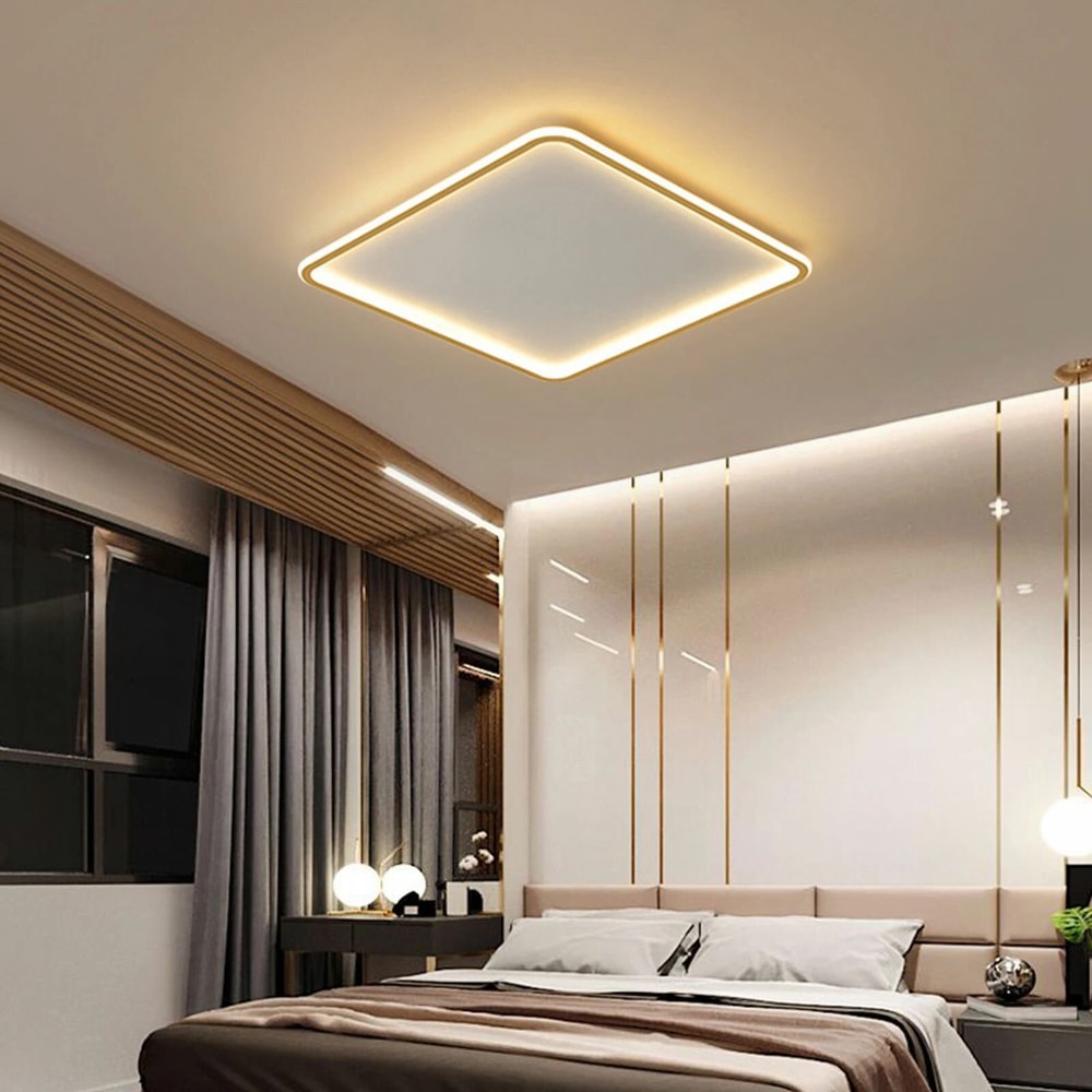 Premium Modern LED Ceiling Light Dimmable Flush Mount Chandelier Fixture With Remote Control 5