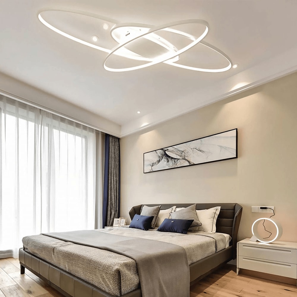 Modern Geometric LED Ceiling Light Dimmable Flush Mount Ceiling Light For Living Room Bedroom 2