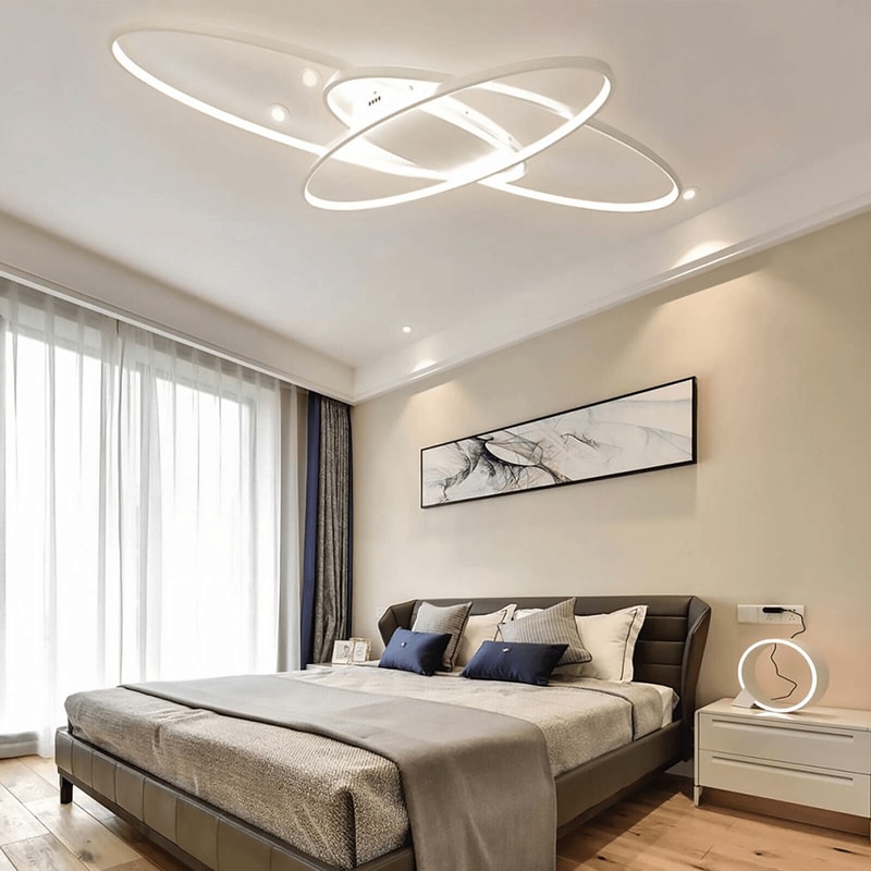 Modern Geometric LED Ceiling Light Dimmable Flush Mount Ceiling Light For Living Room Bedroom 2