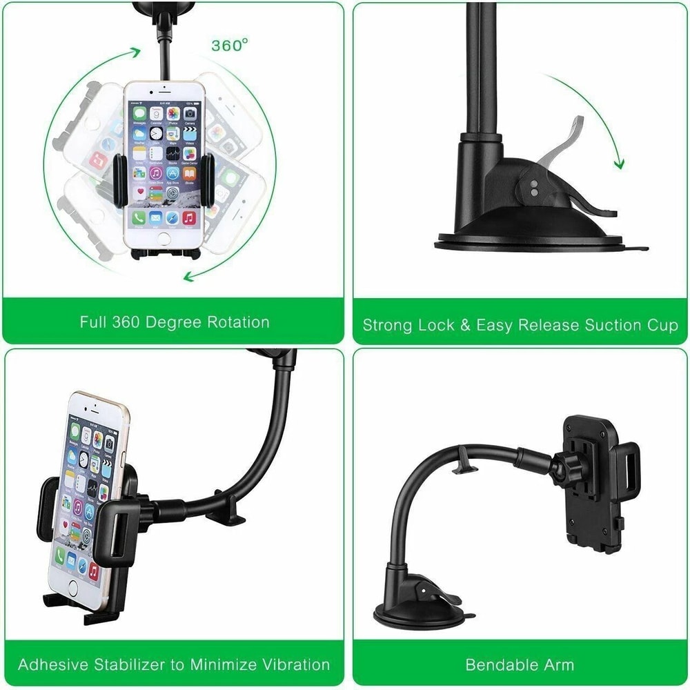 Universal 360 Windshield Phone Mount For Car GPS And HandsFree Driving 5