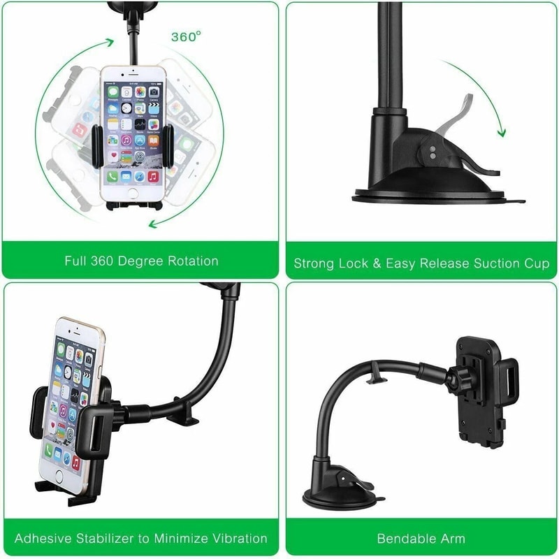 Universal 360 Windshield Phone Mount For Car GPS And HandsFree Driving 5