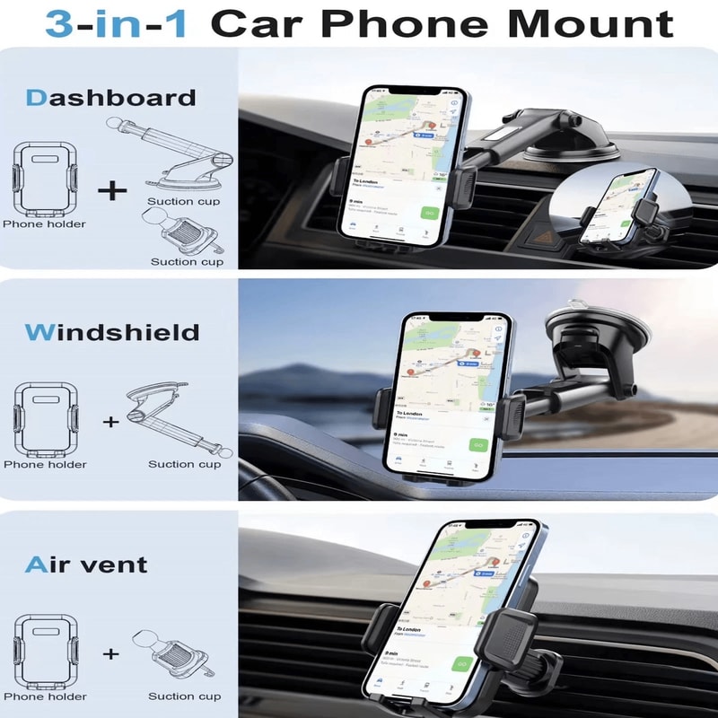 Universal Car Phone Mount 360 Rotating Phone Holder For Dashboard Windshield Air Vent 8