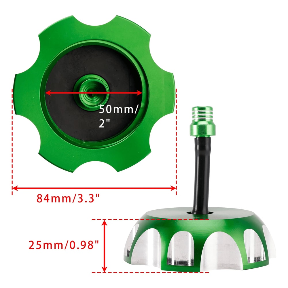 Green Aluminum Vented Fuel Tank Cap For Kawasaki 7