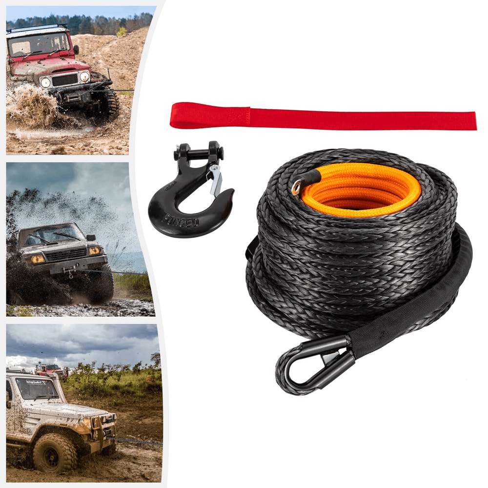 Heavy Duty Synthetic Winch Rope With Hook For ATV UTV Truck Recovery 6