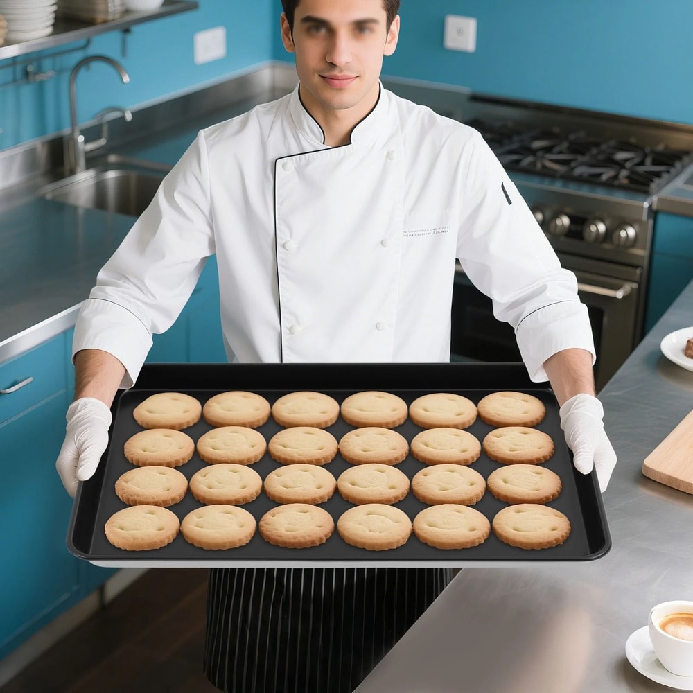 Commercial Nonstick Aluminum Baking Sheet Pan Deep Edge Cookie Roasting Tray 12