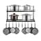 2 Tier Wall Mounted Pot Rack With 10 Hooks For Pots Pans Kitchen Storage 11