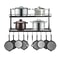 2 Tier Wall Mounted Pot Rack With 10 Hooks For Pots Pans Kitchen Storage 11