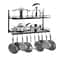 2 Tier Wall Mounted Pot Rack With 10 Hooks For Pots Pans Kitchen Storage 12
