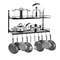 2 Tier Wall Mounted Pot Rack With 10 Hooks For Pots Pans Kitchen Storage 12